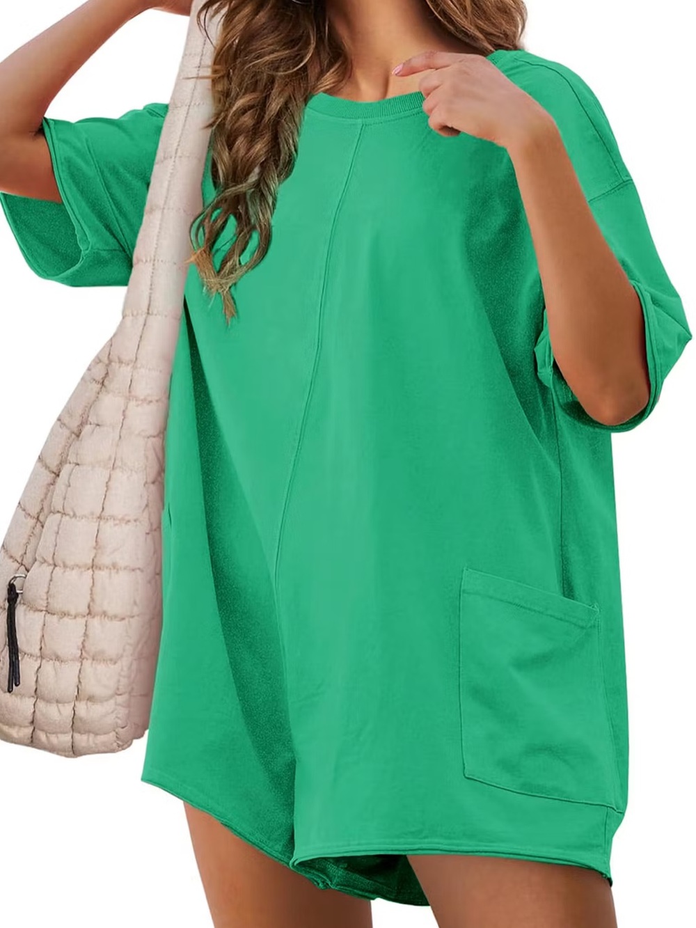 🐛 Yeokou oversized hot shot green romper!